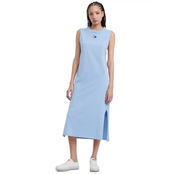 Tommy Jeans Womens Cotton Logo Badge Midi WESTSIDE BLUE Size XS MSRP $70 - Picture 1 of 4